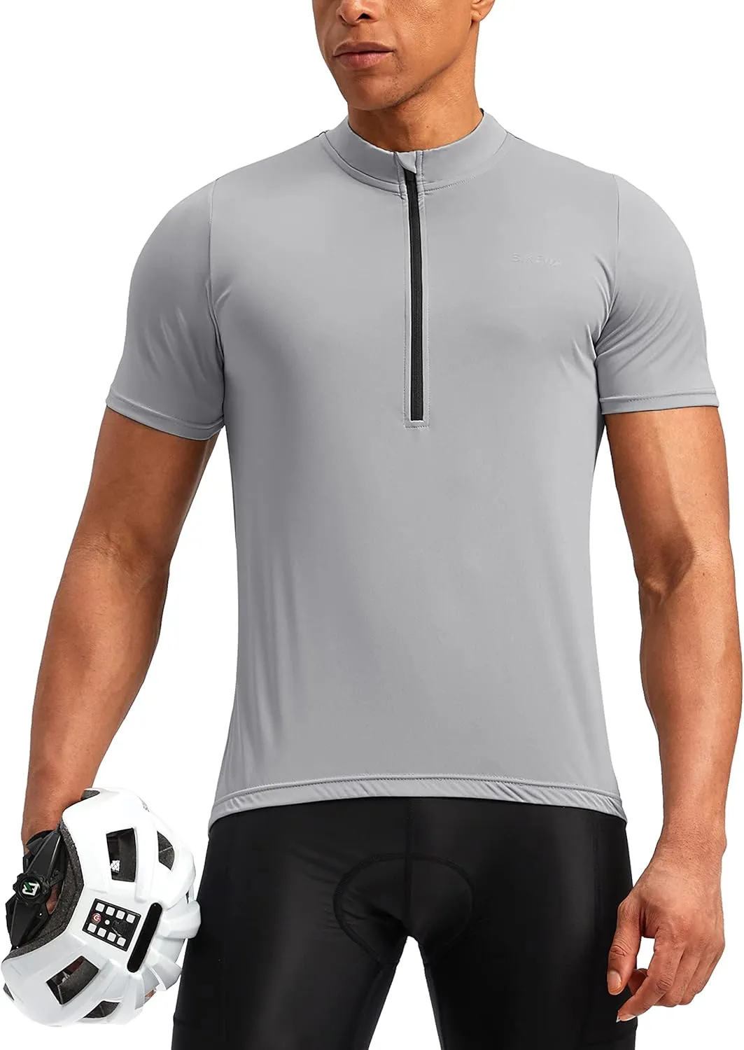 Bikewa Men's Cycling Jersey Moisture Wicking Short Sleeve UPF Half Zip Bike Road Riding Biking Shirts for Men Zipper Pockets