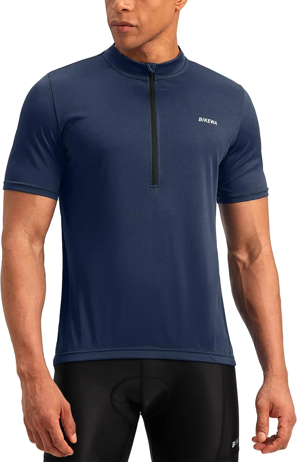 Bikewa Men's Cycling Jersey Moisture Wicking Short Sleeve UPF Half Zip Bike Road Riding Biking Shirts for Men Zipper Pockets