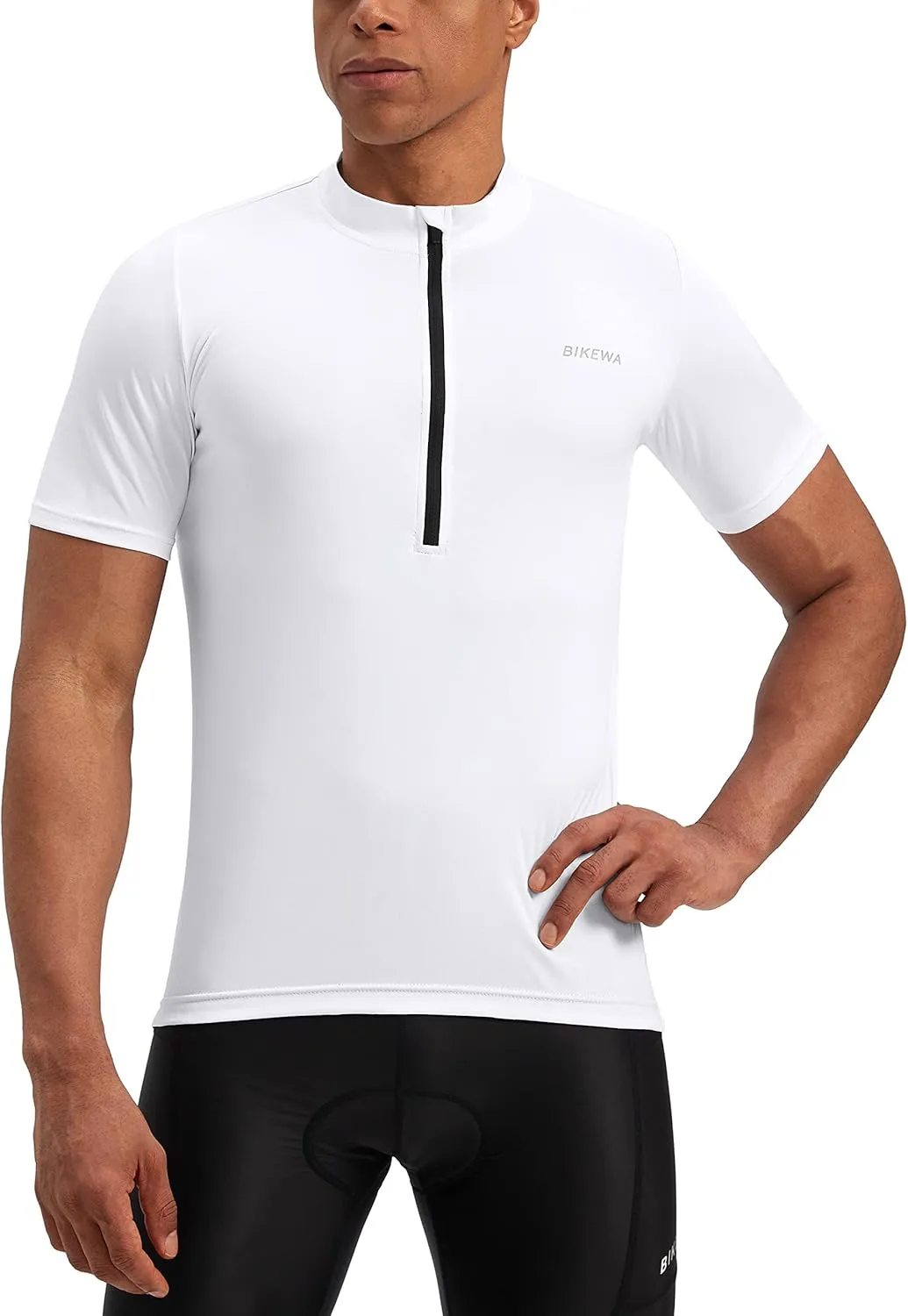 Bikewa Men's Cycling Jersey Moisture Wicking Short Sleeve UPF Half Zip Bike Road Riding Biking Shirts for Men Zipper Pockets