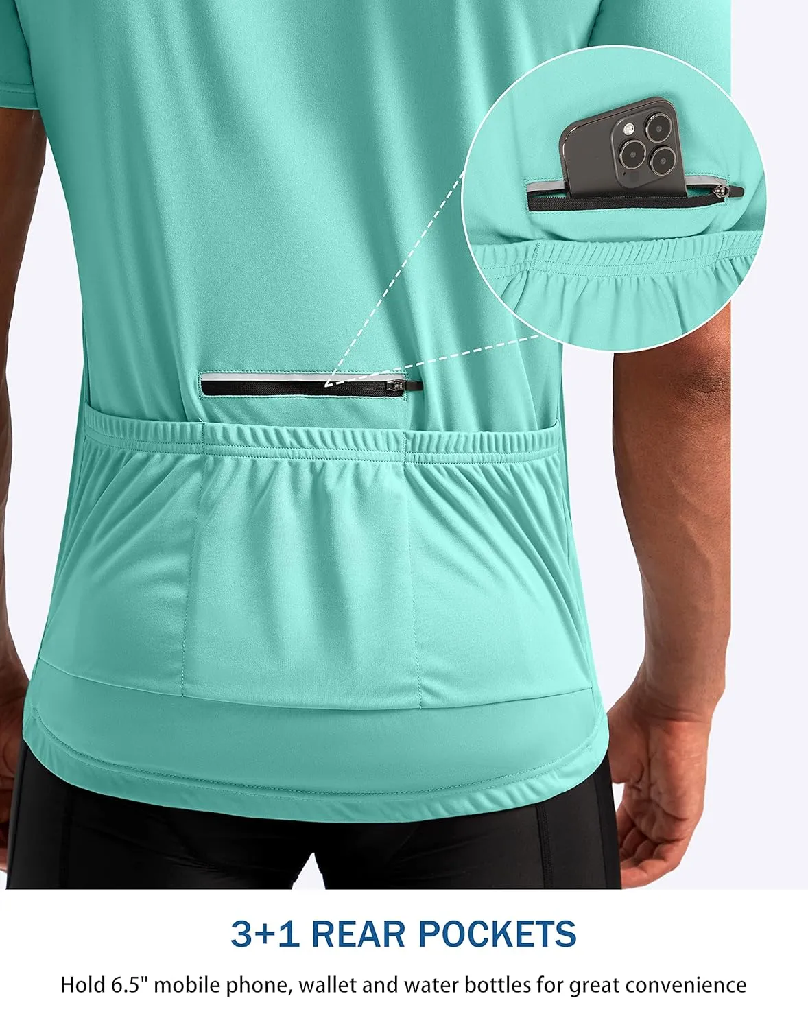 Bikewa Men's Cycling Jersey Moisture Wicking Short Sleeve UPF Half Zip Bike Road Riding Biking Shirts for Men Zipper Pockets