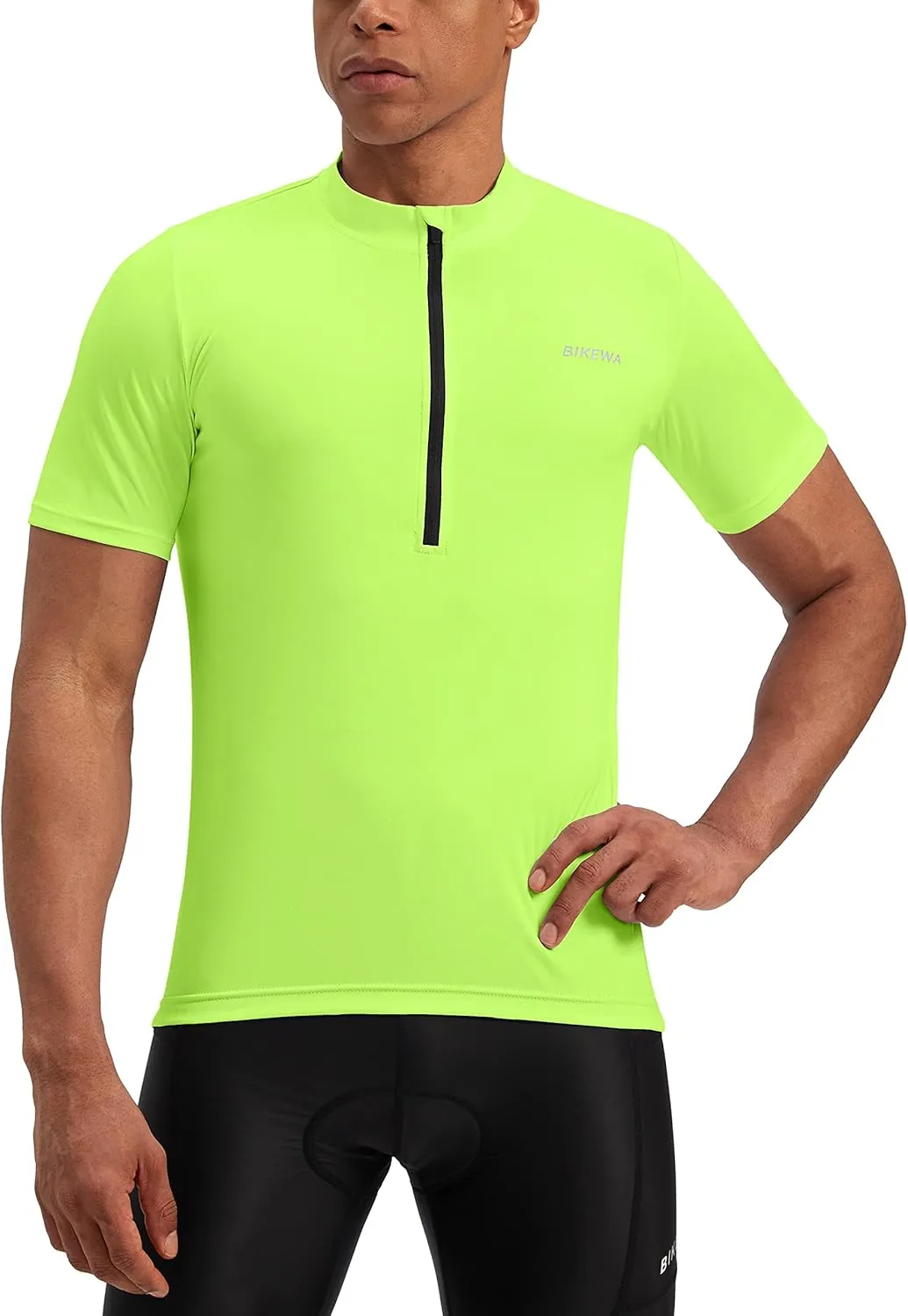 Bikewa Men's Cycling Jersey Moisture Wicking Short Sleeve UPF Half Zip Bike Road Riding Biking Shirts for Men Zipper Pockets