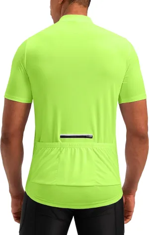 Bikewa Men's Cycling Jersey Moisture Wicking Short Sleeve UPF Half Zip Bike Road Riding Biking Shirts for Men Zipper Pockets