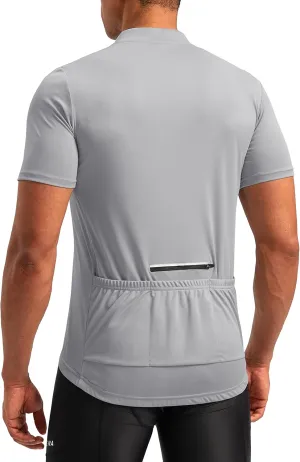 Bikewa Men's Cycling Jersey Moisture Wicking Short Sleeve UPF Half Zip Bike Road Riding Biking Shirts for Men Zipper Pockets
