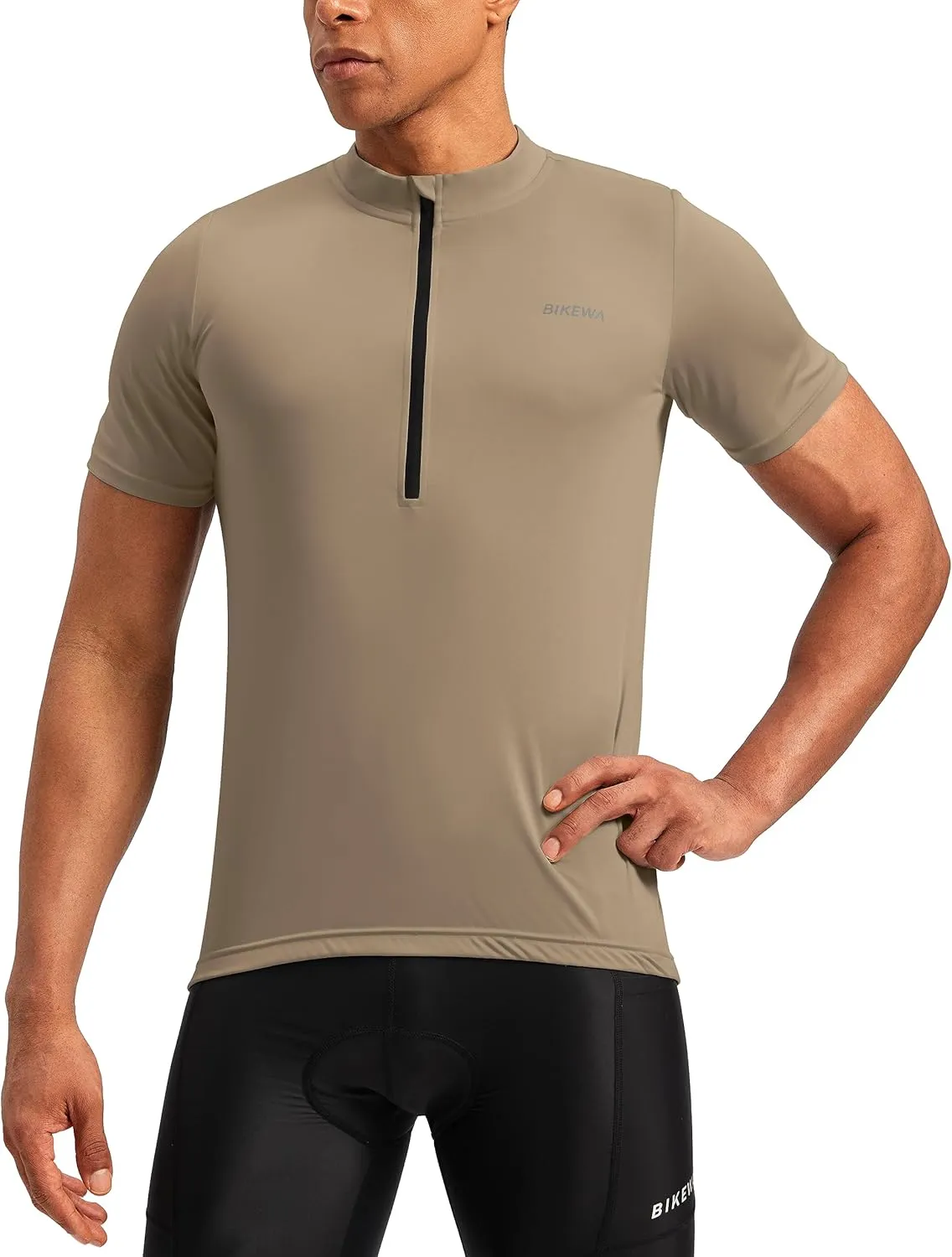 Bikewa Men's Cycling Jersey Moisture Wicking Short Sleeve UPF Half Zip Bike Road Riding Biking Shirts for Men Zipper Pockets