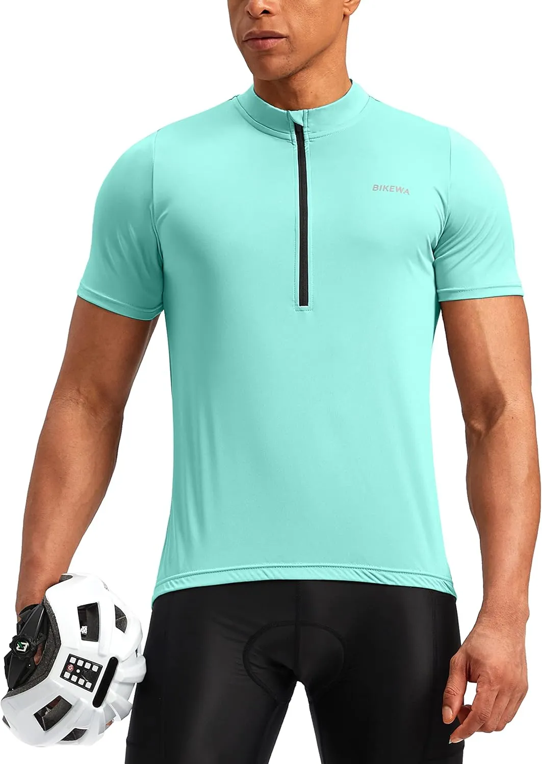Bikewa Men's Cycling Jersey Moisture Wicking Short Sleeve UPF Half Zip Bike Road Riding Biking Shirts for Men Zipper Pockets
