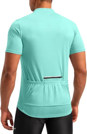 Bikewa Men's Cycling Jersey Moisture Wicking Short Sleeve UPF Half Zip Bike Road Riding Biking Shirts for Men Zipper Pockets