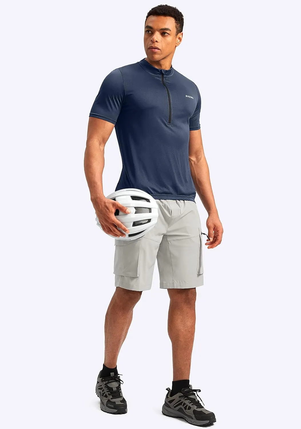 Bikewa Men's Cycling Jersey Moisture Wicking Short Sleeve UPF Half Zip Bike Road Riding Biking Shirts for Men Zipper Pockets