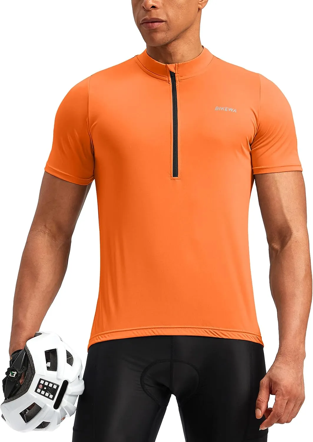 Bikewa Men's Cycling Jersey Moisture Wicking Short Sleeve UPF Half Zip Bike Road Riding Biking Shirts for Men Zipper Pockets