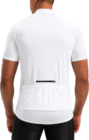 Bikewa Men's Cycling Jersey Moisture Wicking Short Sleeve UPF Half Zip Bike Road Riding Biking Shirts for Men Zipper Pockets