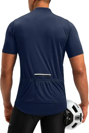 Bikewa Men's Cycling Jersey Moisture Wicking Short Sleeve UPF Half Zip Bike Road Riding Biking Shirts for Men Zipper Pockets