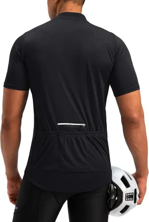 Bikewa Men's Cycling Jersey Moisture Wicking Short Sleeve UPF Half Zip Bike Road Riding Biking Shirts for Men Zipper Pockets