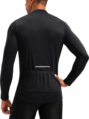 Bikewa Men's Cycling Jersey with 3 1 Rear Zipper Pockets Long Sleeve Moisture Wicking UPF 50  Half Zip Riding Bike Shirts
