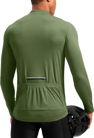 Bikewa Men's Cycling Jersey with 3 1 Rear Zipper Pockets Long Sleeve Moisture Wicking UPF 50  Half Zip Riding Bike Shirts