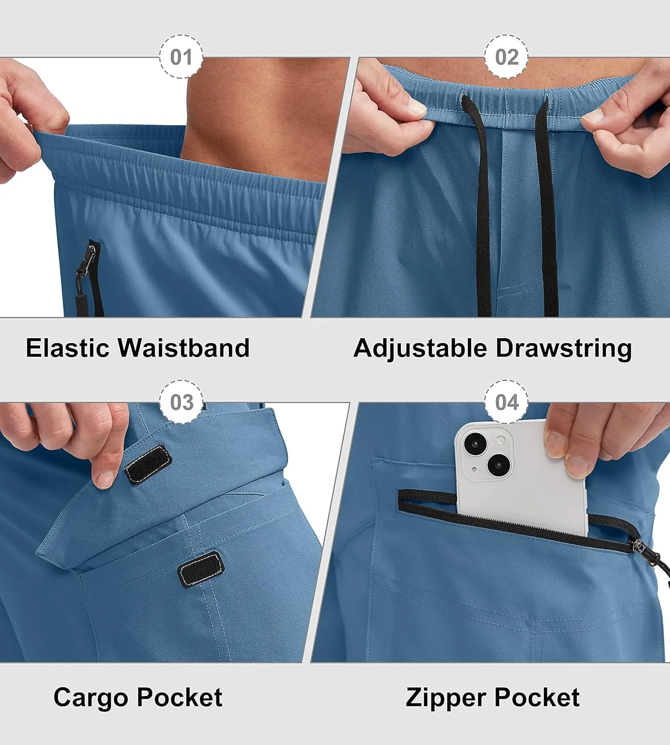 Bikewa Men's Mountain Bike Shorts 3D Padded Loose-fit Biking Riding Cycling Bicycle Biker Shorts Zipper Pockets