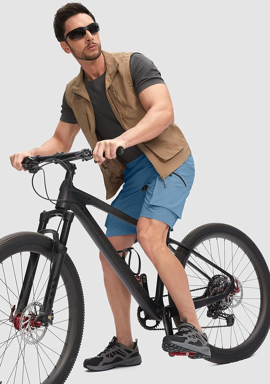 Bikewa Men's Mountain Bike Shorts 3D Padded Loose-fit Biking Riding Cycling Bicycle Biker Shorts Zipper Pockets