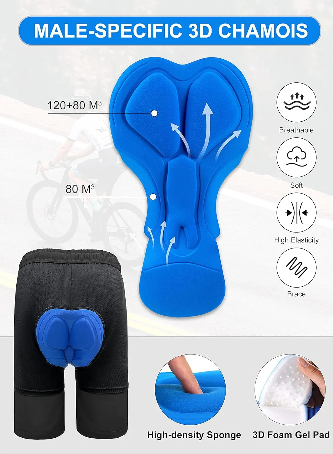 Bikewa Men's Mountain Bike Shorts 3D Padded Loose-fit Biking Riding Cycling Bicycle Biker Shorts Zipper Pockets