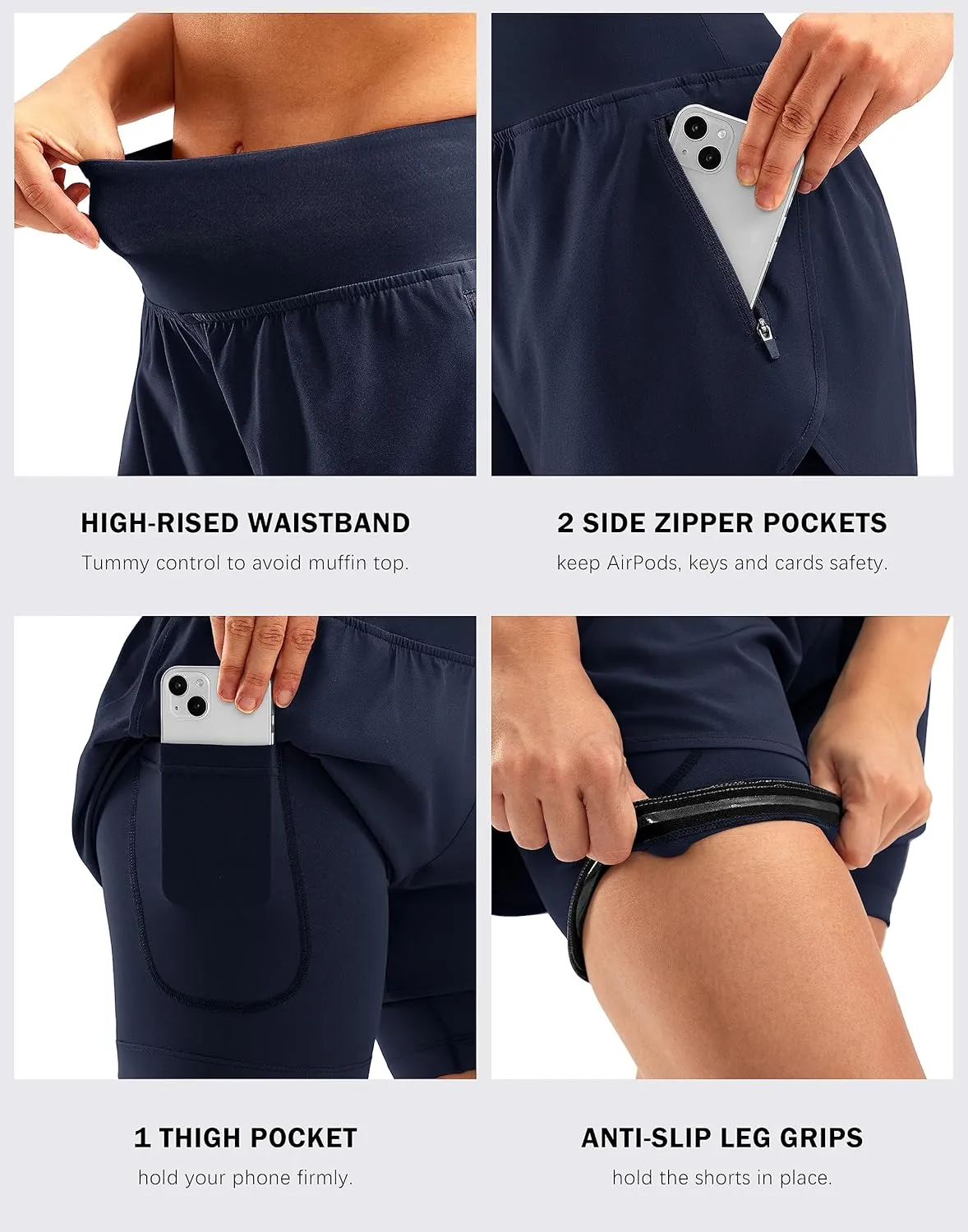 Bikewa Women's Mountain Bike Shorts 4D Padded Cycling Riding Biking Bicycle Biker Cycle Shorts for Women Zipper Pockets