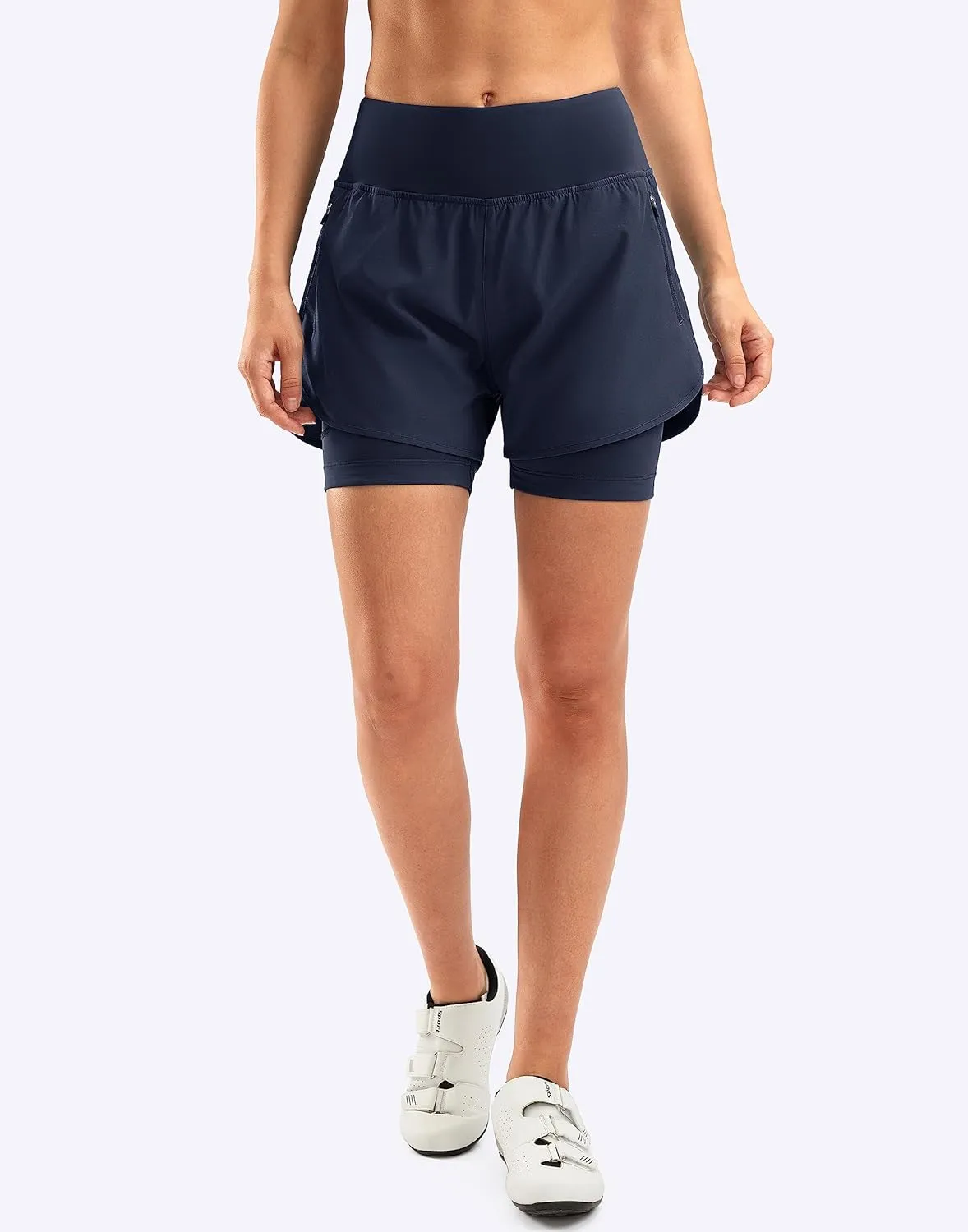 Bikewa Women's Mountain Bike Shorts 4D Padded Cycling Riding Biking Bicycle Biker Cycle Shorts for Women Zipper Pockets