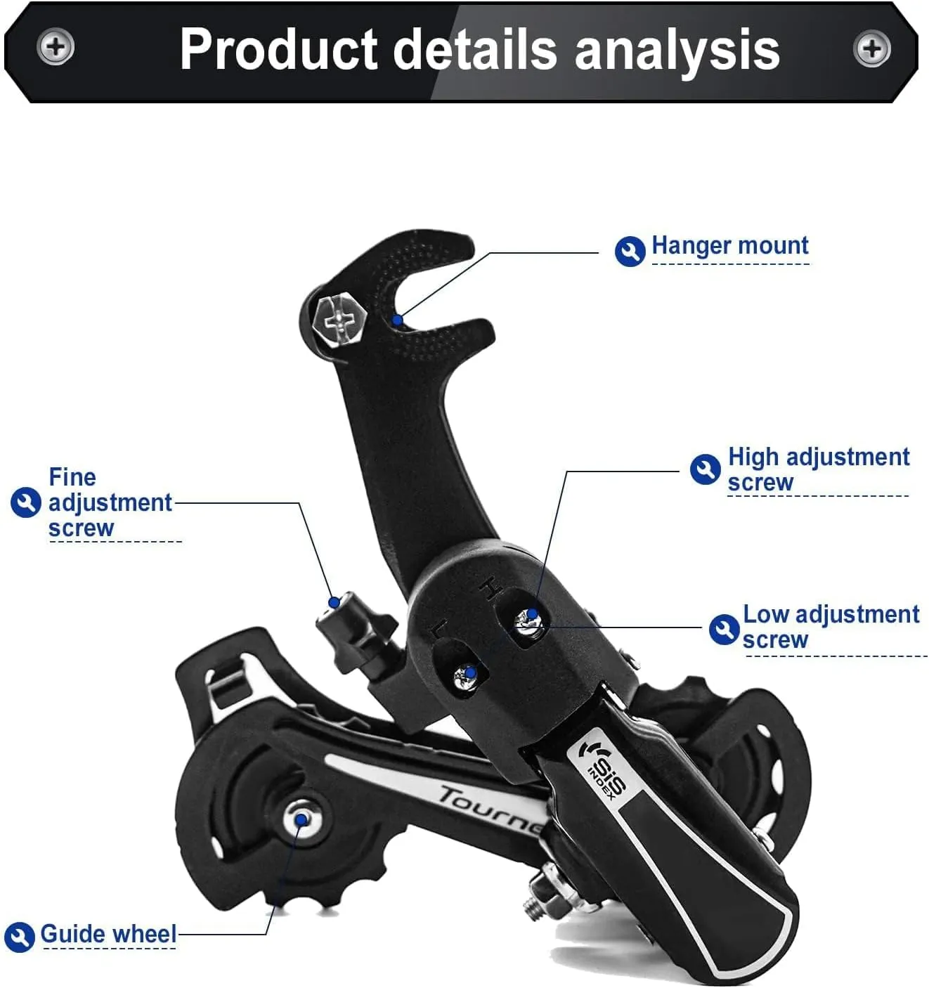 Black/Sliver Rear Derailleur RD-TY21B 6/7 Speed Direct Mount/Hanger Mount for Mountain Bike Kids Commuter Bike