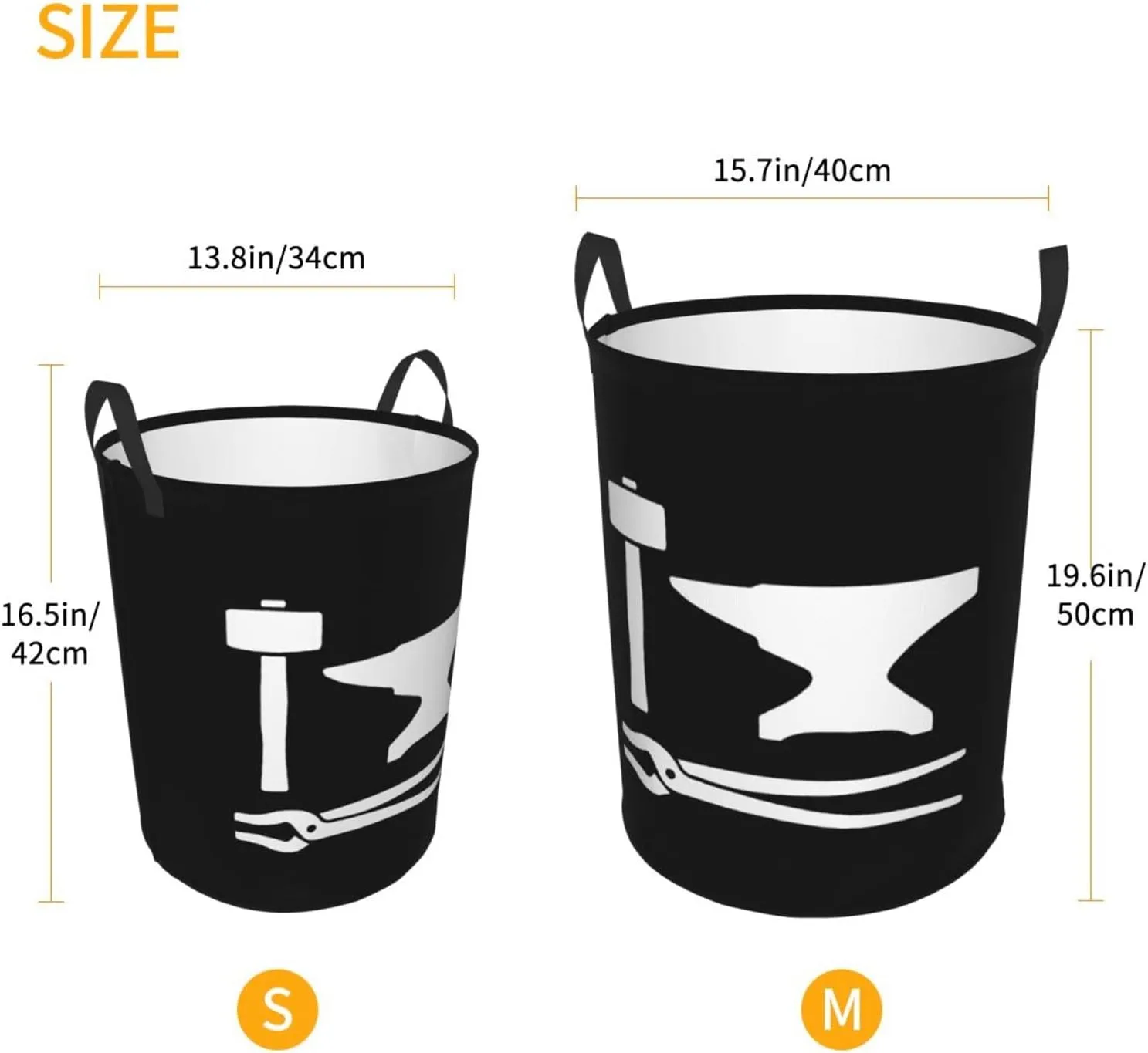 Blacksmith Hammer Laundry Basket Circular Portable Storage Box Organizer Laundry Basket Portable Laundry Storage Box