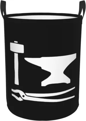 Blacksmith Hammer Laundry Basket Circular Portable Storage Box Organizer Laundry Basket Portable Laundry Storage Box