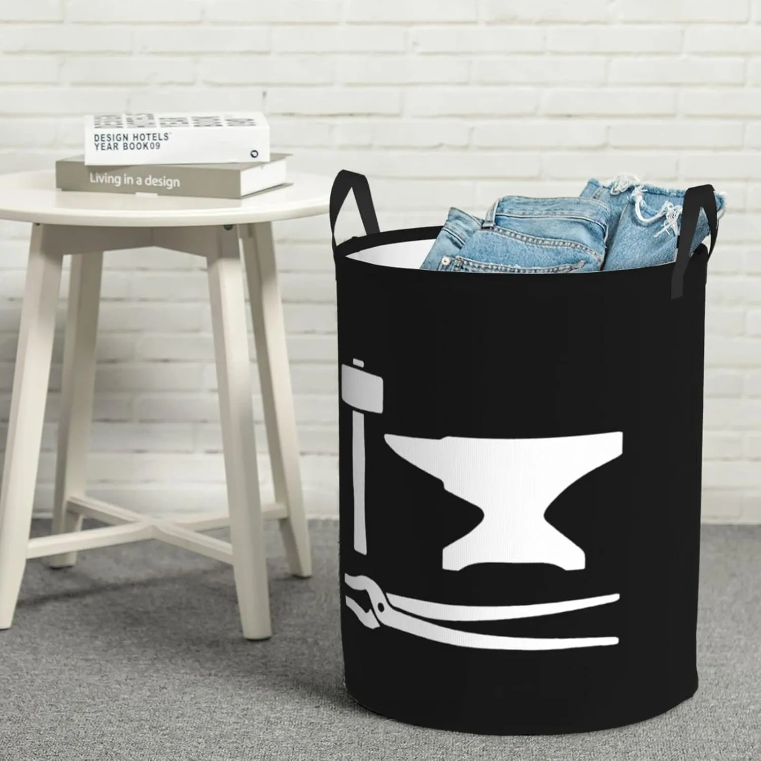 Blacksmith Hammer Laundry Basket Circular Portable Storage Box Organizer Laundry Basket Portable Laundry Storage Box