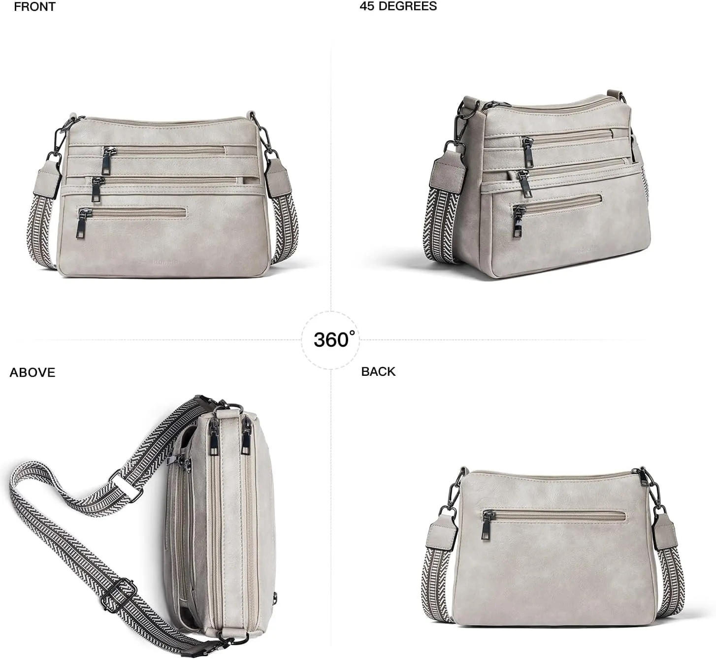 Bluome Crossbody Purses for Women, Vegan Leather Shoulder Bag Handbags Medium Hobo Bag with Guitar Strap