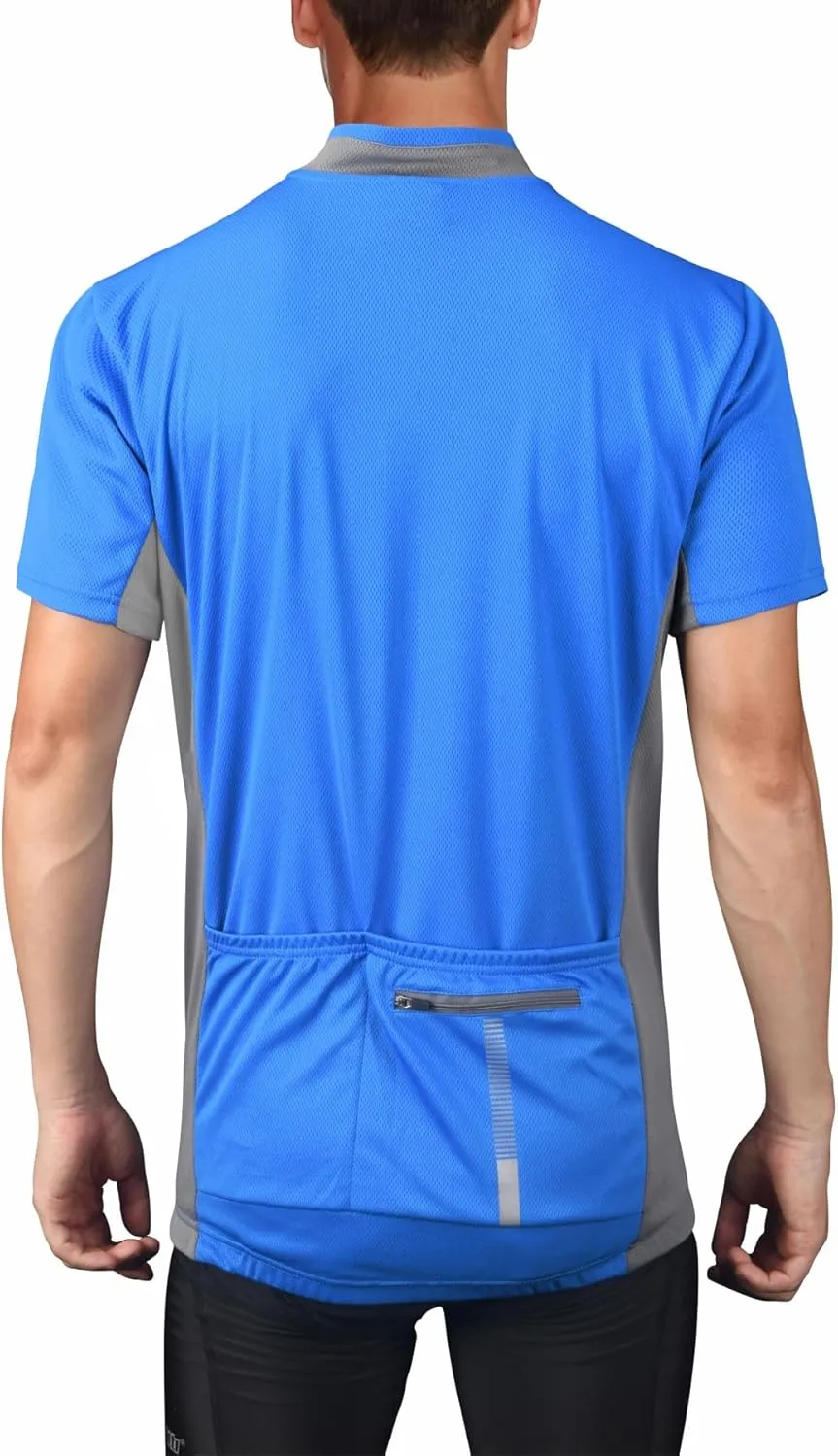bpbtti Men's Cycling Jersey Short Sleeve Bike Biking Shirts with Half Front Zipper & 3-Rear Pockets