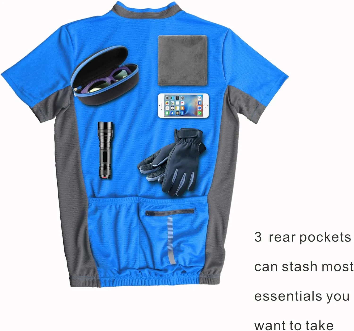 bpbtti Men's Cycling Jersey Short Sleeve Bike Biking Shirts with Half Front Zipper & 3-Rear Pockets