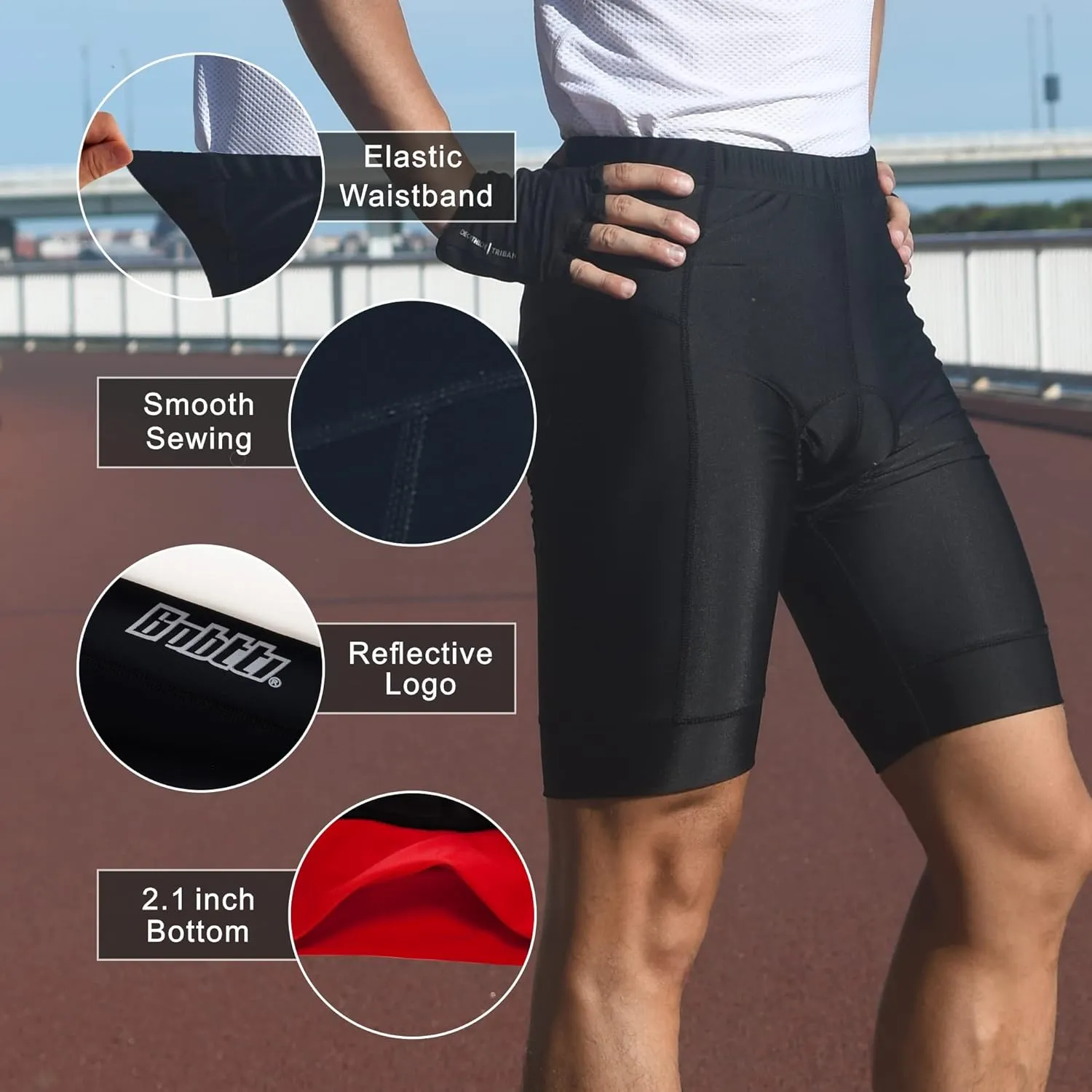 bpbtti Mens Gel Padded Cycling Shorts Bicycle Riding Pants Bike Biking Clothes Cycle Tights