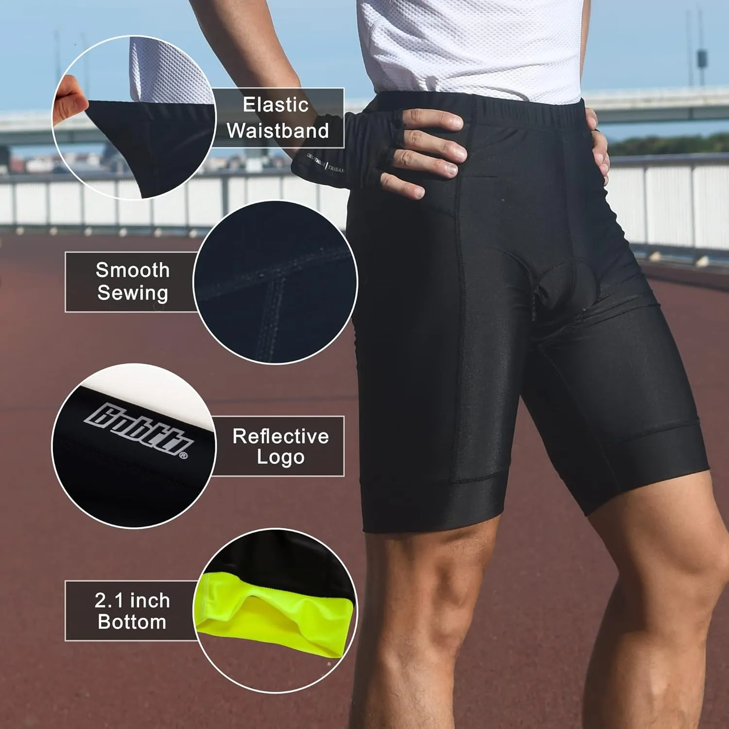 bpbtti Mens Gel Padded Cycling Shorts Bicycle Riding Pants Bike Biking Clothes Cycle Tights