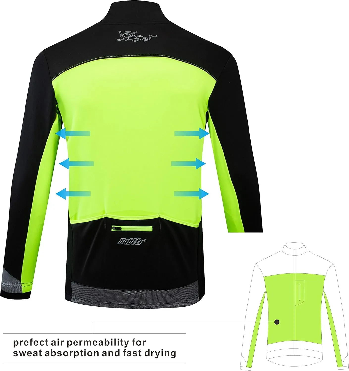 bpbtti Men’s Softshell Cycling Running Thermal Jacket Proformance Coat for Winter – Windproof, Breathable and Reflective