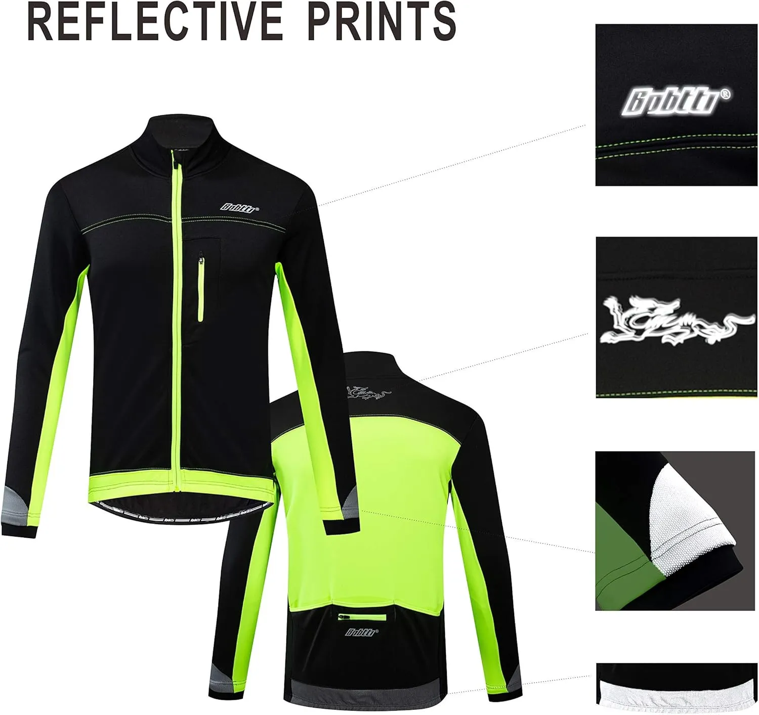 bpbtti Men’s Softshell Cycling Running Thermal Jacket Proformance Coat for Winter – Windproof, Breathable and Reflective