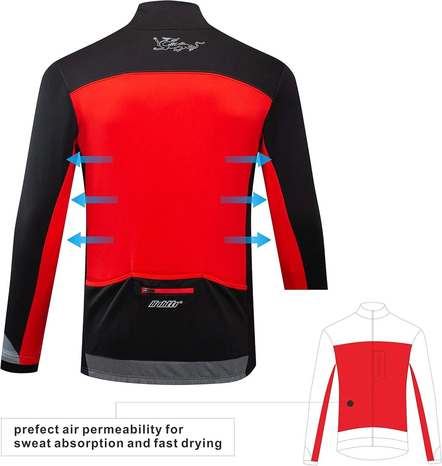 bpbtti Men’s Softshell Cycling Running Thermal Jacket Proformance Coat for Winter – Windproof, Breathable and Reflective