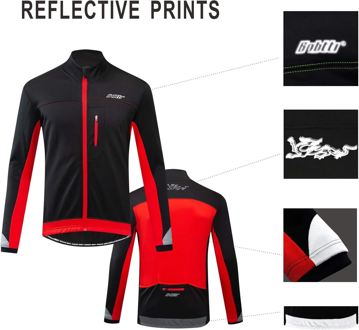 bpbtti Men’s Softshell Cycling Running Thermal Jacket Proformance Coat for Winter – Windproof, Breathable and Reflective
