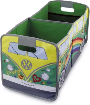 BRISA VW Collection - Volkswagen Foldable Storage Trunk Box Bag for Grocery Shopping in VW T1 Bus Campervan Shape (Peace/Green)