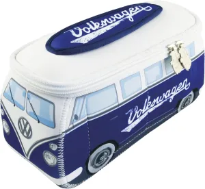BRISA VW Collection - Volkswagen Neoprene Universal Makeup Cosmetics Toiletry Travel Pharmacy Bag in T1 Bus Design (Blue) (Large (11.8 x 5.5 x 4.7 inches))