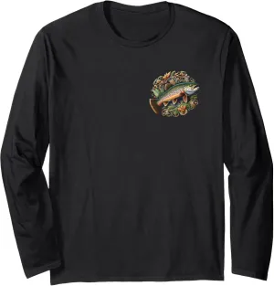 Brook Trout Fish embroidered Rainbow Trout River Fishing Long Sleeve T-Shirt