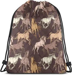 Brown Horse Unisex Drawstring Backpack Bag Sport Gym Travel Sackpack
