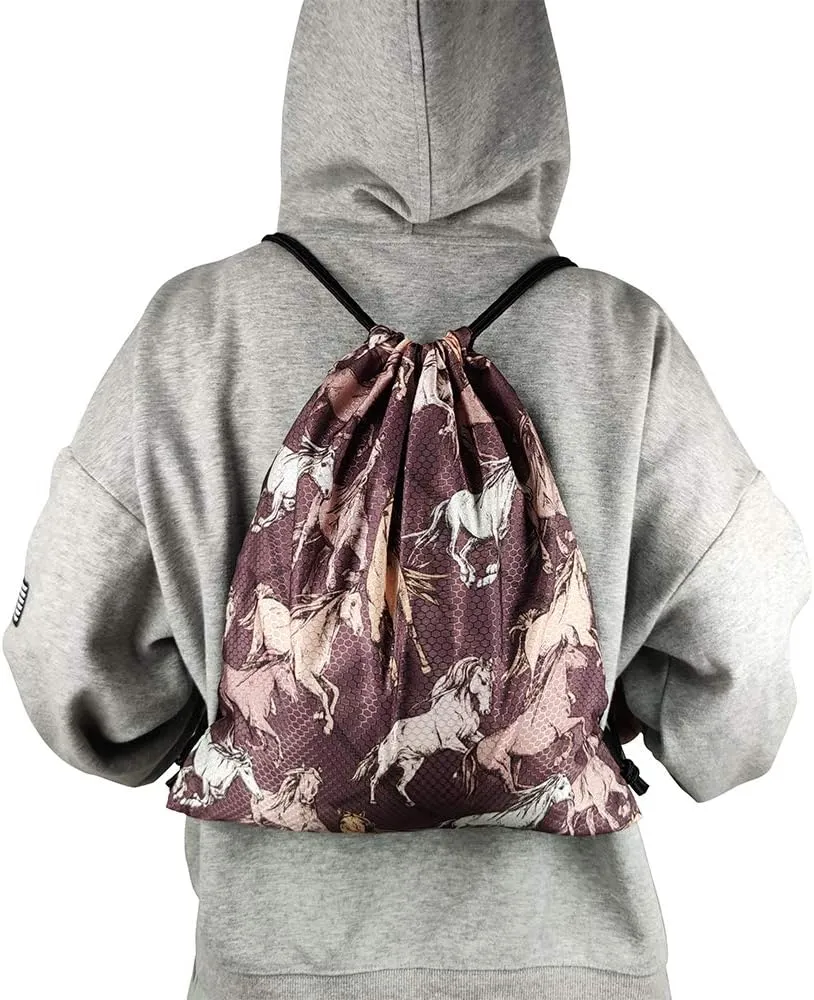 Brown Horse Unisex Drawstring Backpack Bag Sport Gym Travel Sackpack
