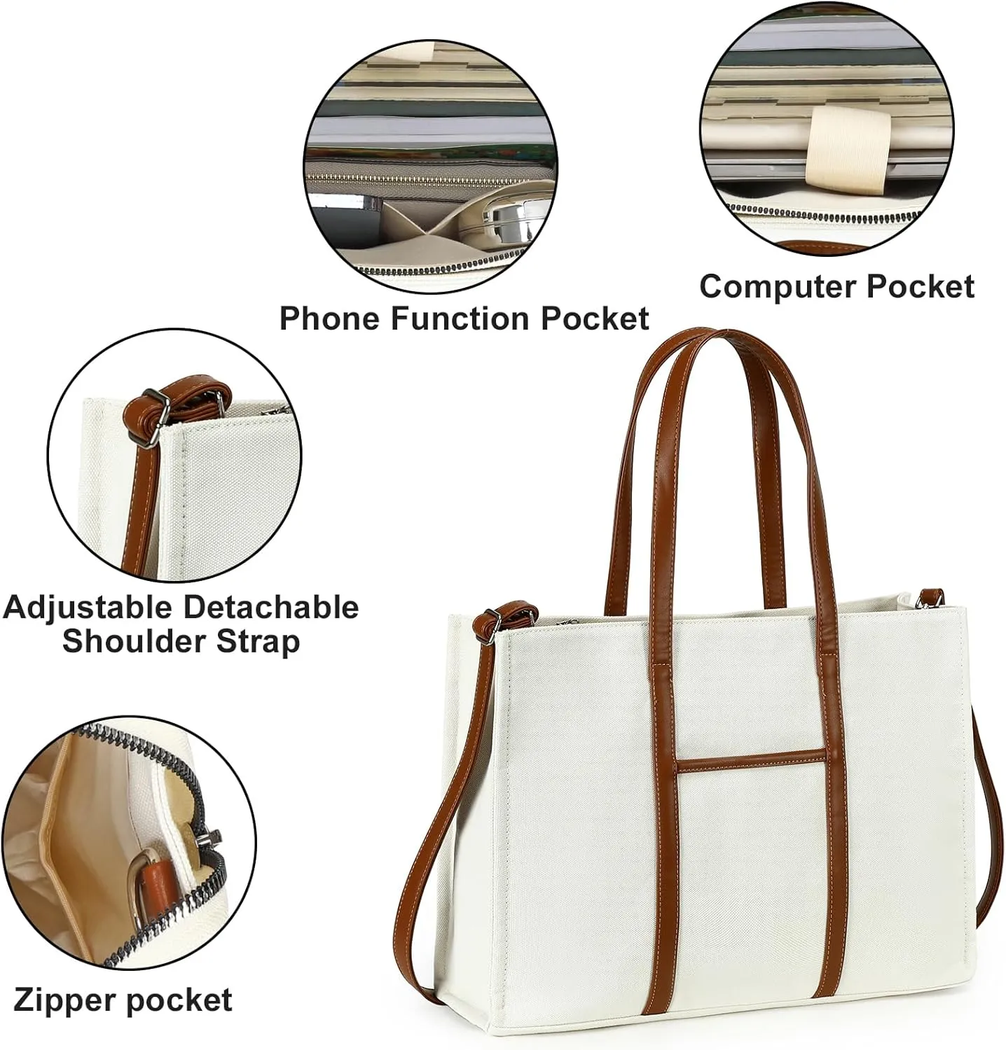 BTOOP Tote Bag for Women Work Teacher Tote Bag 15.6 inch Laptop Shoulder Bags Handbag Office Briefcase with Clutch Purse