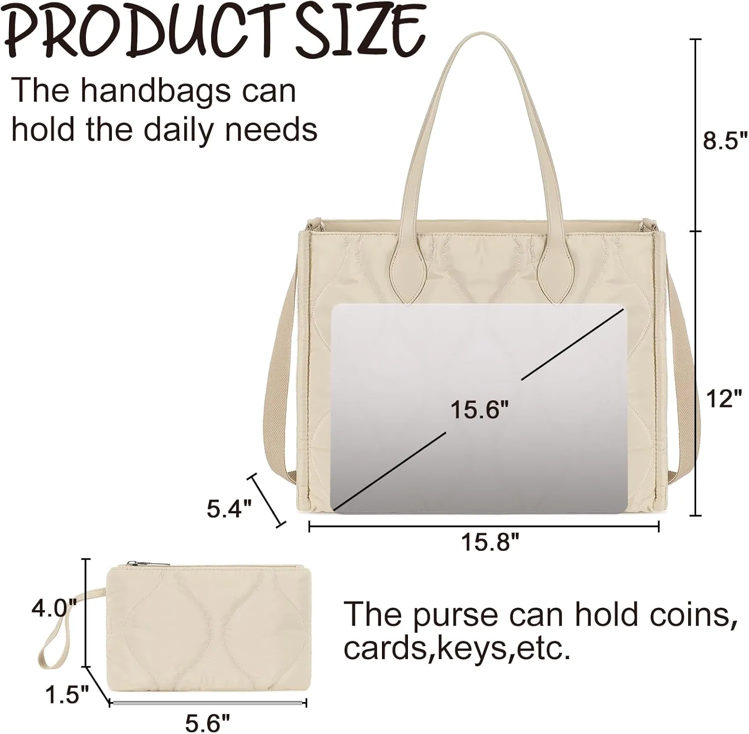 BTOOP Tote Bag for Women Work Teacher Tote Bag 15.6 inch Laptop Shoulder Bags Handbag Office Briefcase with Clutch Purse