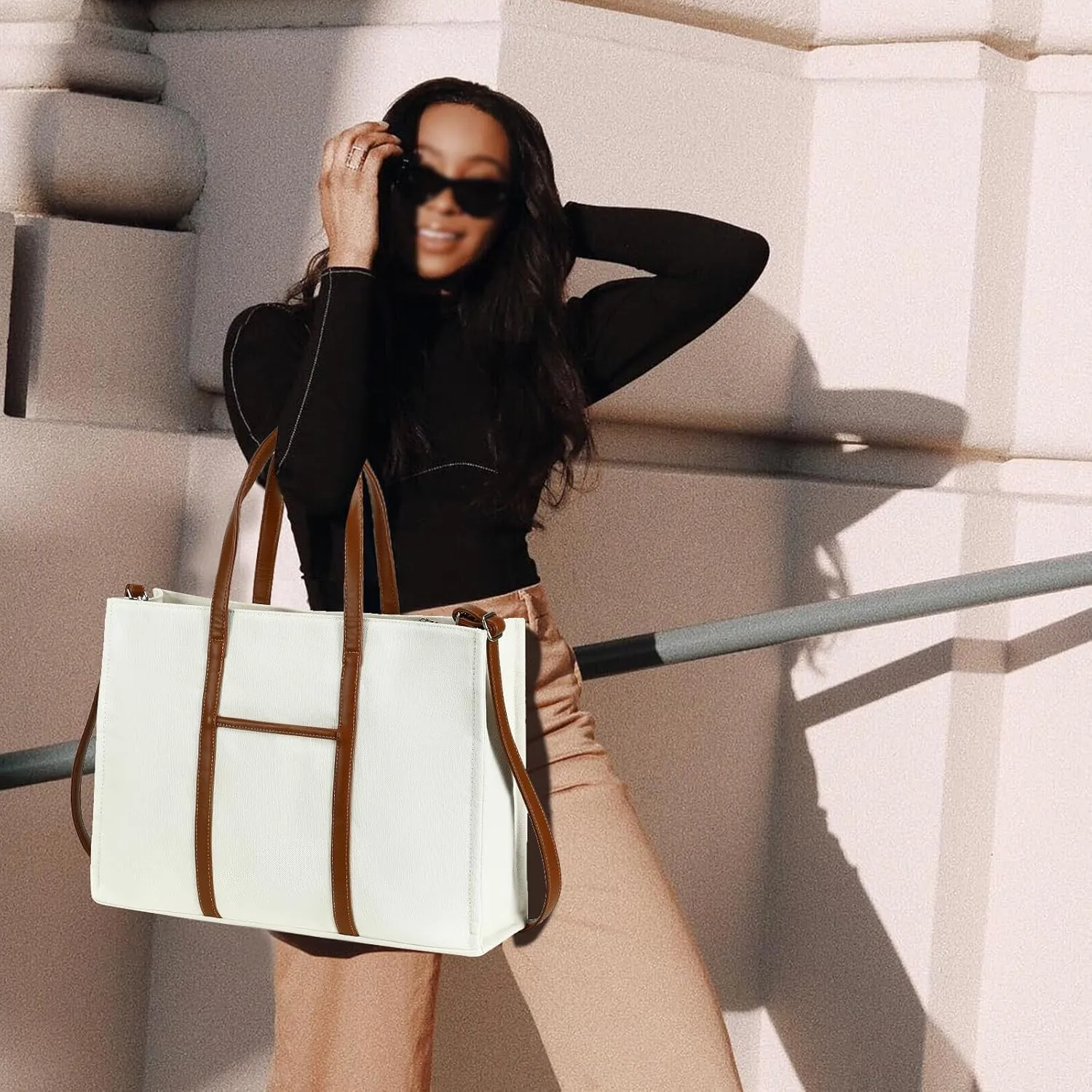 BTOOP Tote Bag for Women Work Teacher Tote Bag 15.6 inch Laptop Shoulder Bags Handbag Office Briefcase with Clutch Purse