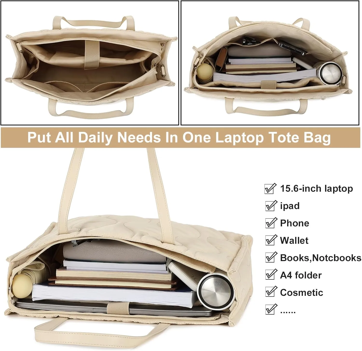 BTOOP Tote Bag for Women Work Teacher Tote Bag 15.6 inch Laptop Shoulder Bags Handbag Office Briefcase with Clutch Purse