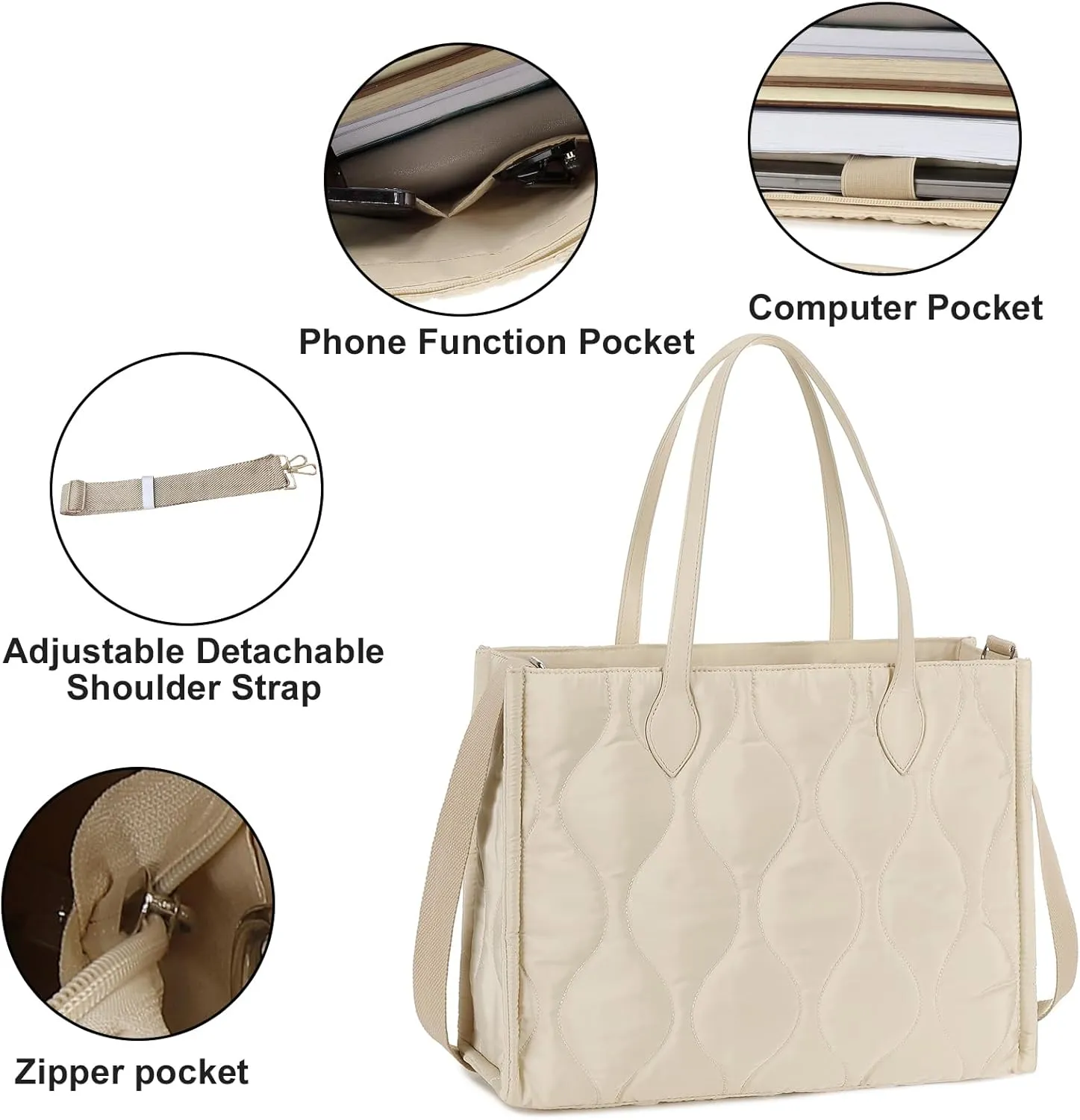 BTOOP Tote Bag for Women Work Teacher Tote Bag 15.6 inch Laptop Shoulder Bags Handbag Office Briefcase with Clutch Purse