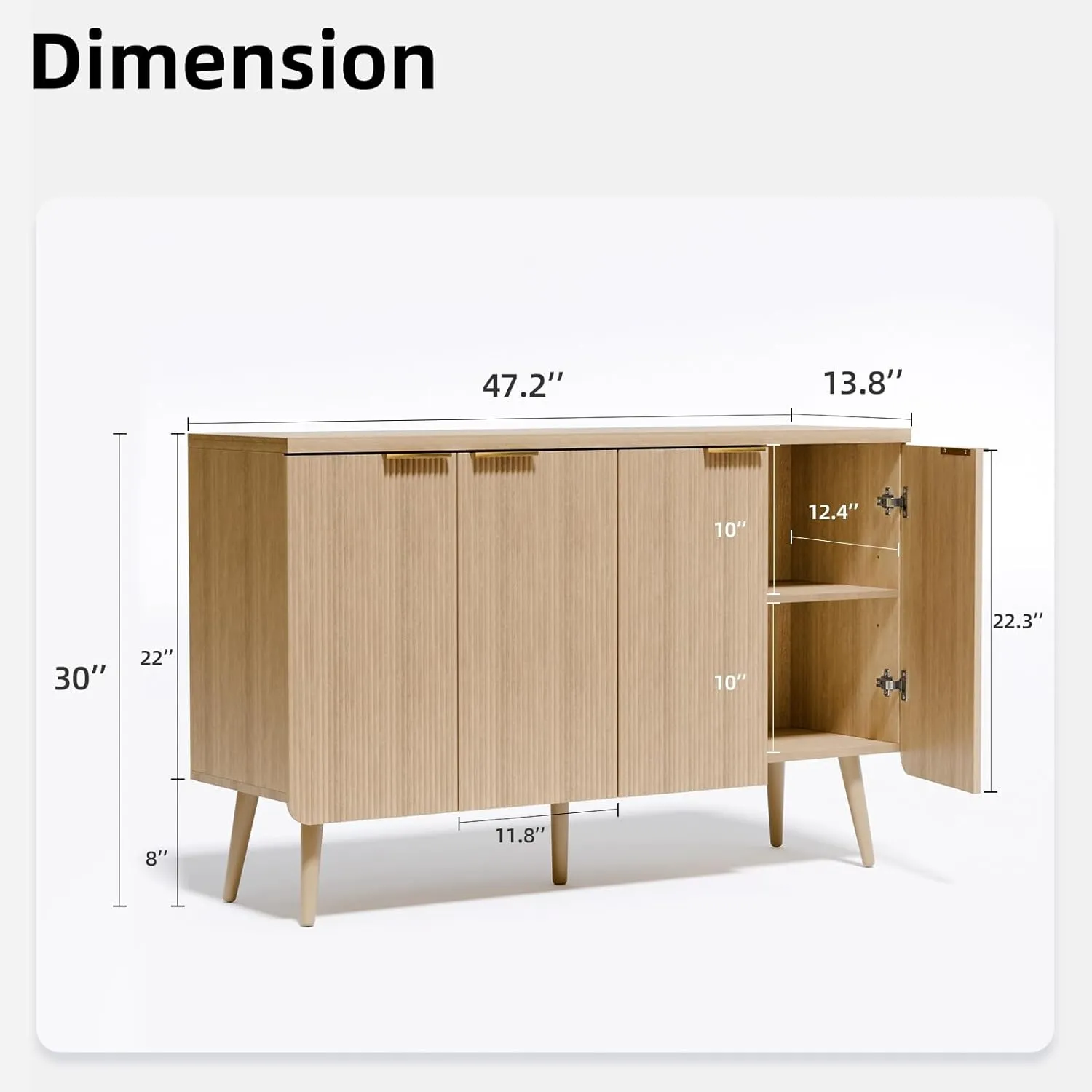 Buffet Cabinet with Storage, Multifunctional Storage Cabinet with 4 Doors, Modern Sideboard Buffet Credenzas for Living Room, Entryway, Hallway, Natual Oak