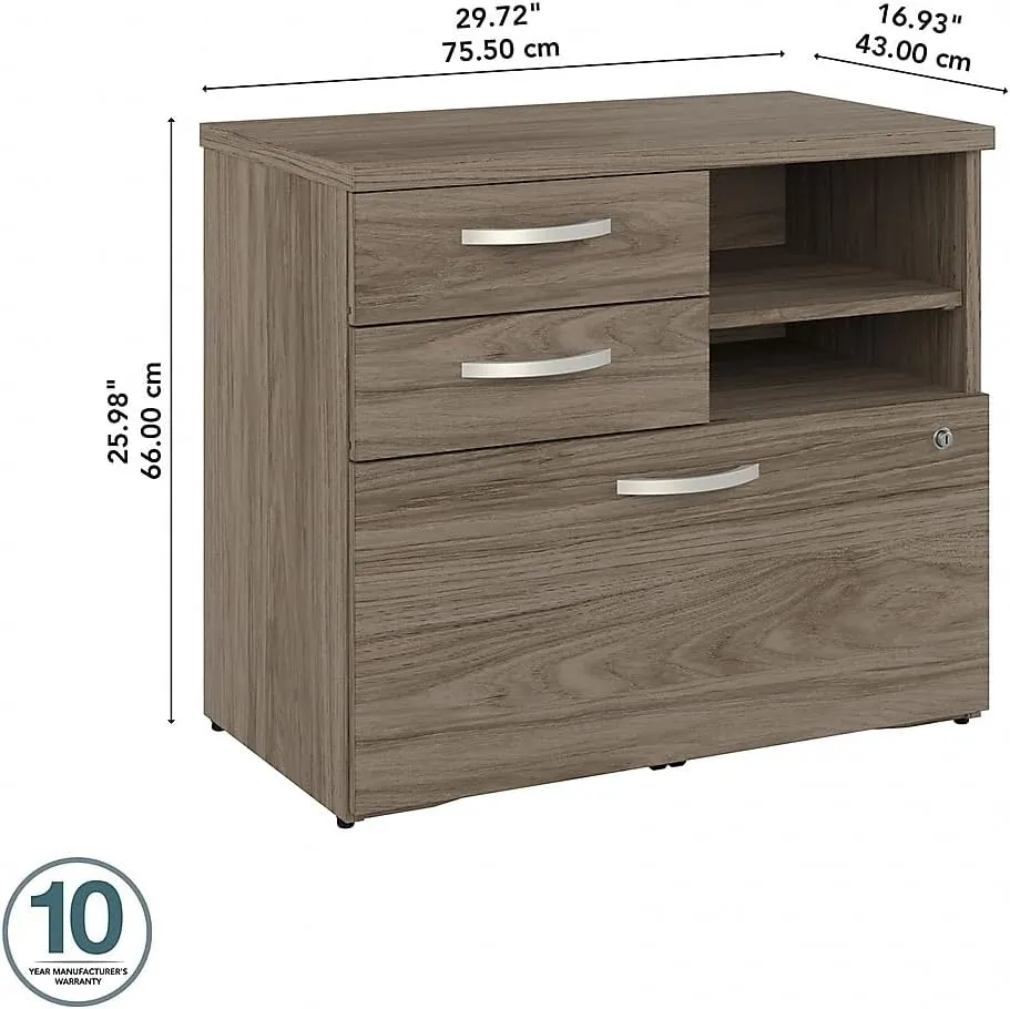 Bush Business Furniture Studio C Office Storage Cabinet with Drawers and Shelves, Organization for Home or Professional Workspace, Legal, Modern Hickory
