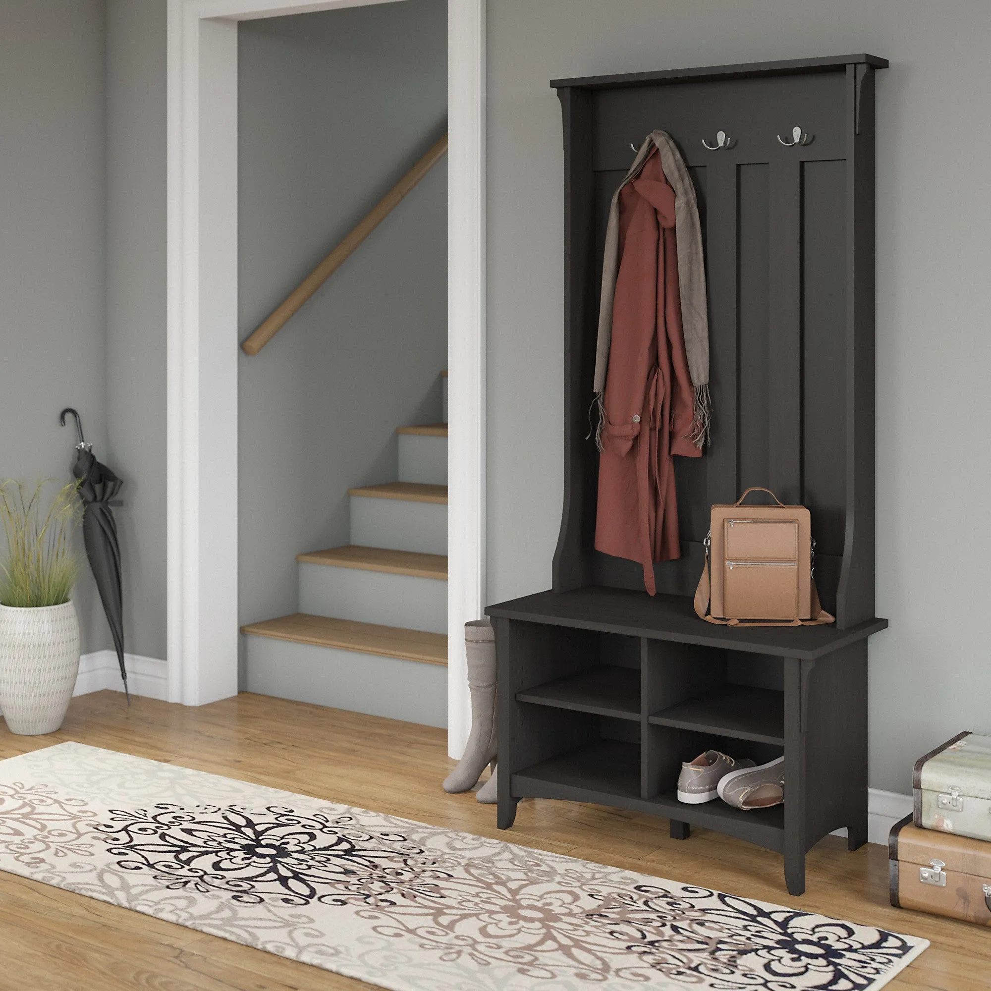 Bush Furniture Salinas Hall Tree with Shoe Storage Bench
