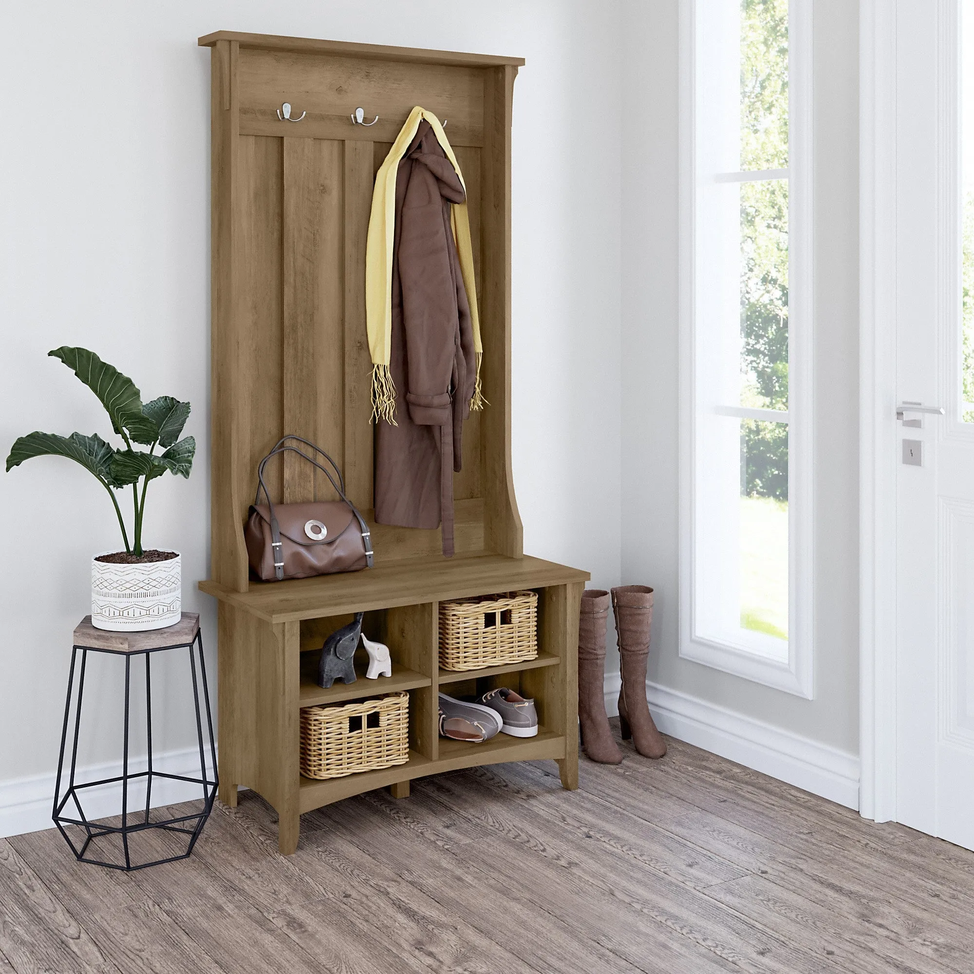 Bush Furniture Salinas Hall Tree with Shoe Storage Bench