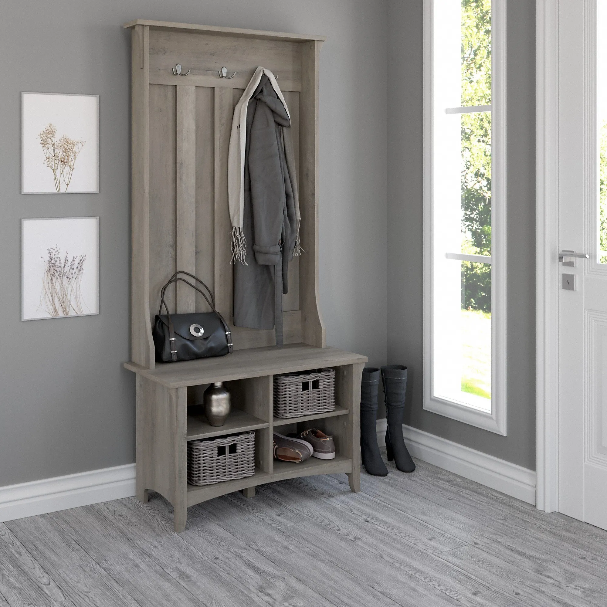 Bush Furniture Salinas Hall Tree with Shoe Storage Bench